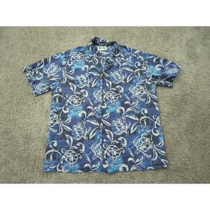 Howie Button Up Shirt Mens XL Blue Sea Turtles Short Sleeve Made‎ in Hawaii